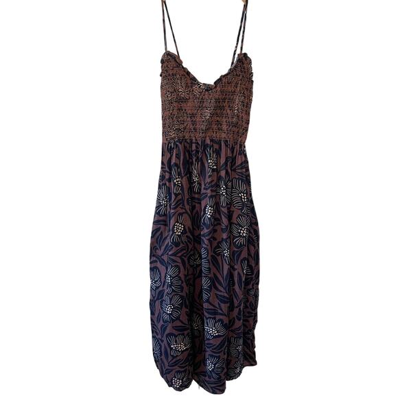 Free People Sweet Nothings Midi Boho Floral Smocked Top Spaghetti Strap Dress XS - Picture 2 of 16